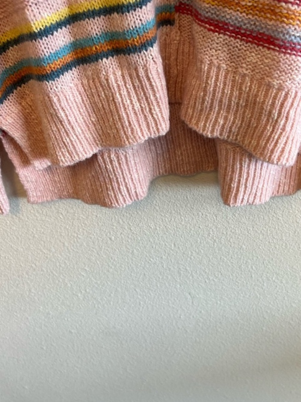 SUNDANCE Symphony Striped V-Neck Multicolor Lightweight Oversized Sweater Boho L - Picture 8 of 13